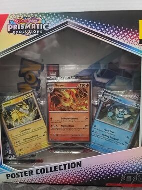 Pokemon Prismatic Evolutions Poster Collection - Yellow, Orange, Blue